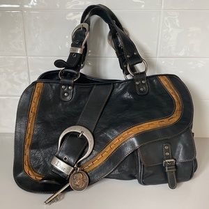 Christian Dior leather Goucho bag with flap